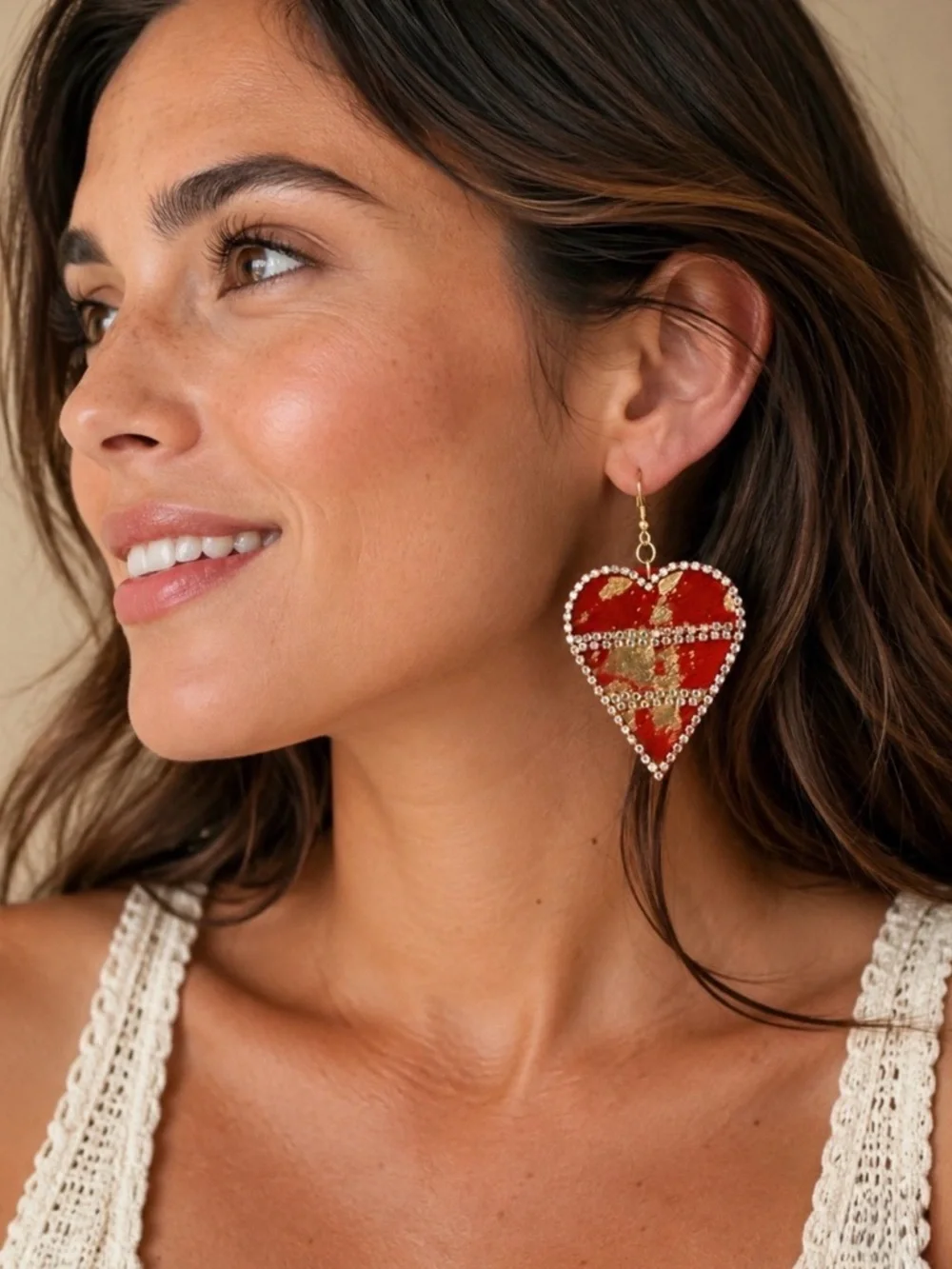 Plunder Miss Cupid Heart Earrings Drop Dangle Red Heart Earrings New + Pouch - Picture 4 of 13